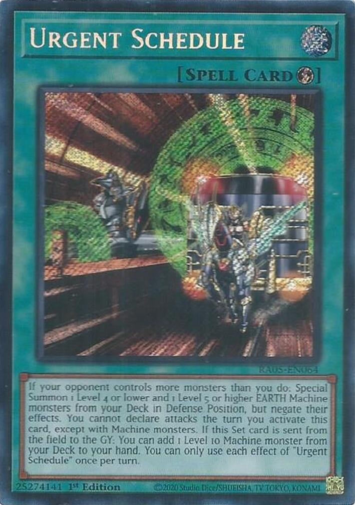 Image for Urgent Schedule (Secret Rare) (RA05-EN064) [Rarity Collection 5] - YuGiOh