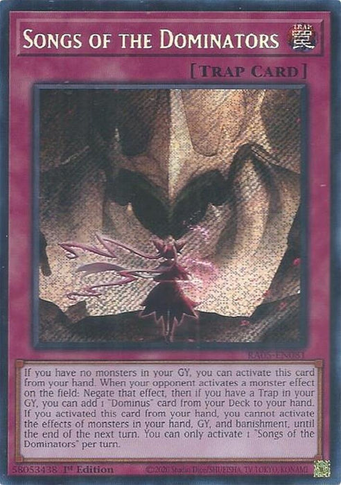 Image for Songs of the Dominators (Secret Rare) (RA05-EN081) [Rarity Collection 5] - YuGiOh
