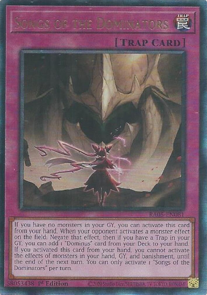 Image for Songs of the Dominators (Ultimate Rare) (RA05-EN081) [Rarity Collection 5] - YuGiOh