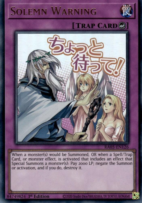 Image for Solemn Warning (RA05-EN126) [Rarity Collection 5] - YuGiOh