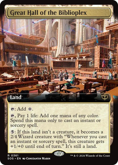 Image for Great Hall of the Biblioplex (Extended Art) (361) [Secrets of Strixhaven] - Magic: The Gathering