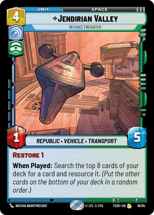 Image for Jendirian Valley - Refugee Freighter (18/84) [Twin Suns] - Star Wars: Unlimited