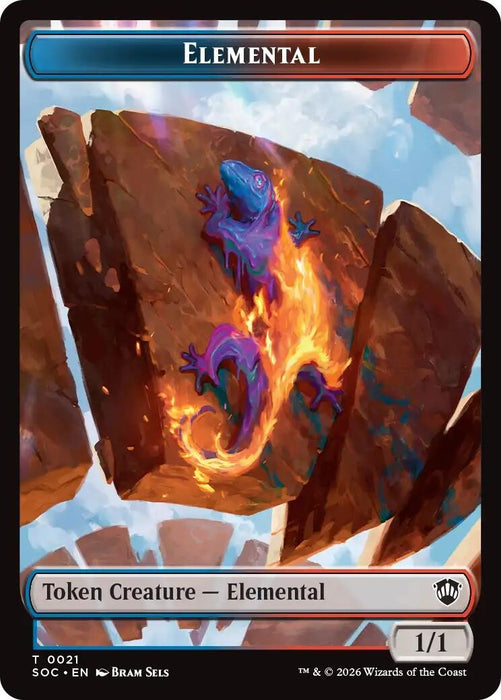 Image for Elemental (0021) // Phyrexian Myr Double-Sided Token (21 // 8) [Secrets of Strixhaven] - Magic: The Gathering