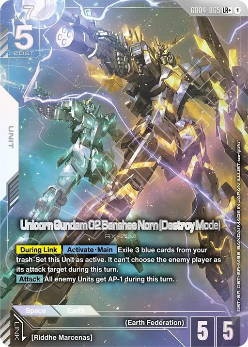 Image for Unicorn Gundam 02 Banshee Norn (Destroy Mode) (LR+) (GD04-065) [Phantom Aria] - Gundam Card Game
