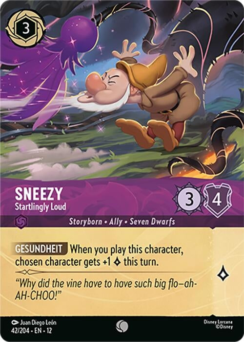 Image for Sneezy - Startlingly Loud (Foil) (42/204) [Wilds Unknown] - Disney Lorcana