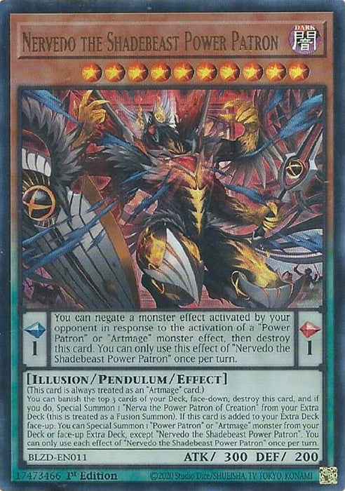 Image for Nervedo the Shadebeast Power Patron (BLZD-EN011) [Blazing Dominion] - YuGiOh