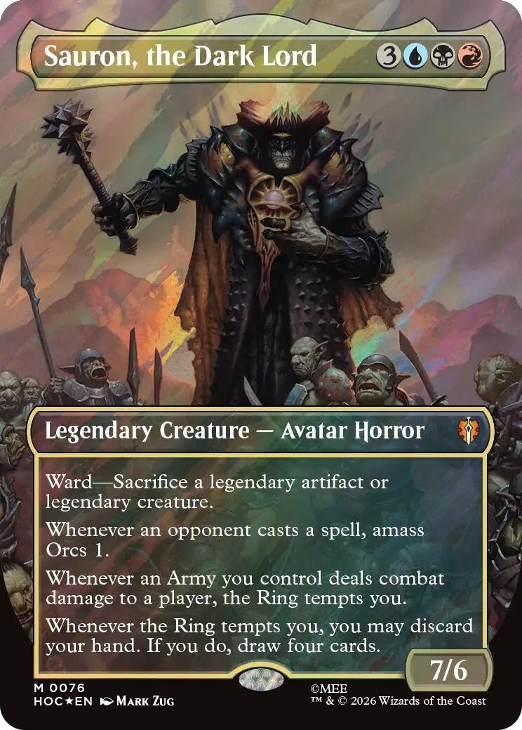 Image for Sauron, the Dark Lord (Borderless) (Surge Foil) (76) [The Hobbit: Eternal-Legal] - Magic: The Gathering