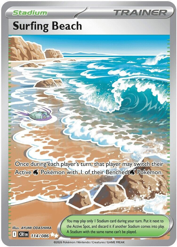Image for Surfing Beach (114/086) [ME04: Chaos Rising] - Pokemon