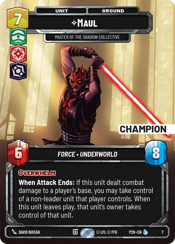 Image for Maul - Master of the Shadow Collective (Champion) (7) [Organized Play Promos] {OPP} - Star Wars: Unlimited