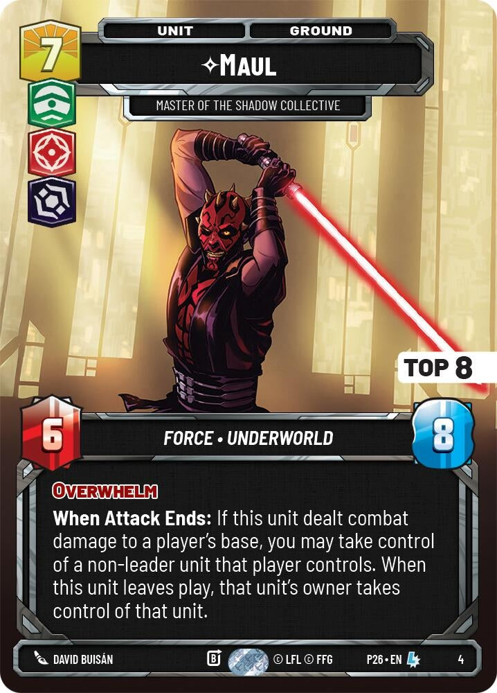 Image for Maul - Master of the Shadow Collective (Top 8) (4) [Organized Play Promos] {OPP} - Star Wars: Unlimited