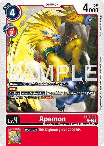 Image for Apemon (EX12-012 C) [Digital World Shambala] {EX-12} - Digimon Card Game