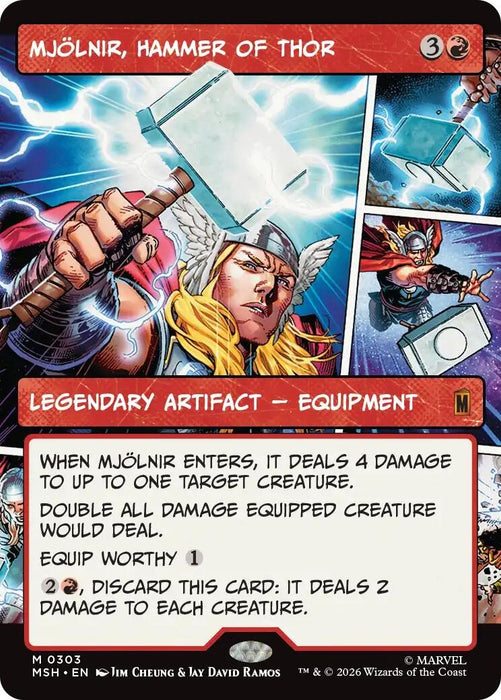 Image for Mjolnir, Hammer of Thor (Borderless) (0303) (303) [Marvel Super Heroes] - Magic: The Gathering