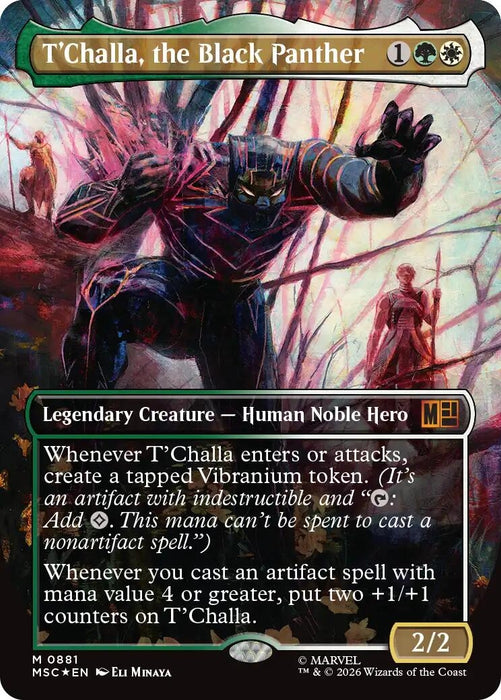 Image for T'Challa, the Black Panther (Borderless) (Surge Foil) (881) [Commander: Marvel Super Heroes] - Magic: The Gathering