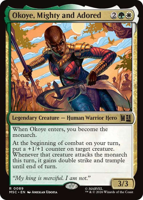 Image for Okoye, Mighty and Adored (Surge Foil) (89) [Commander: Marvel Super Heroes] - Magic: The Gathering