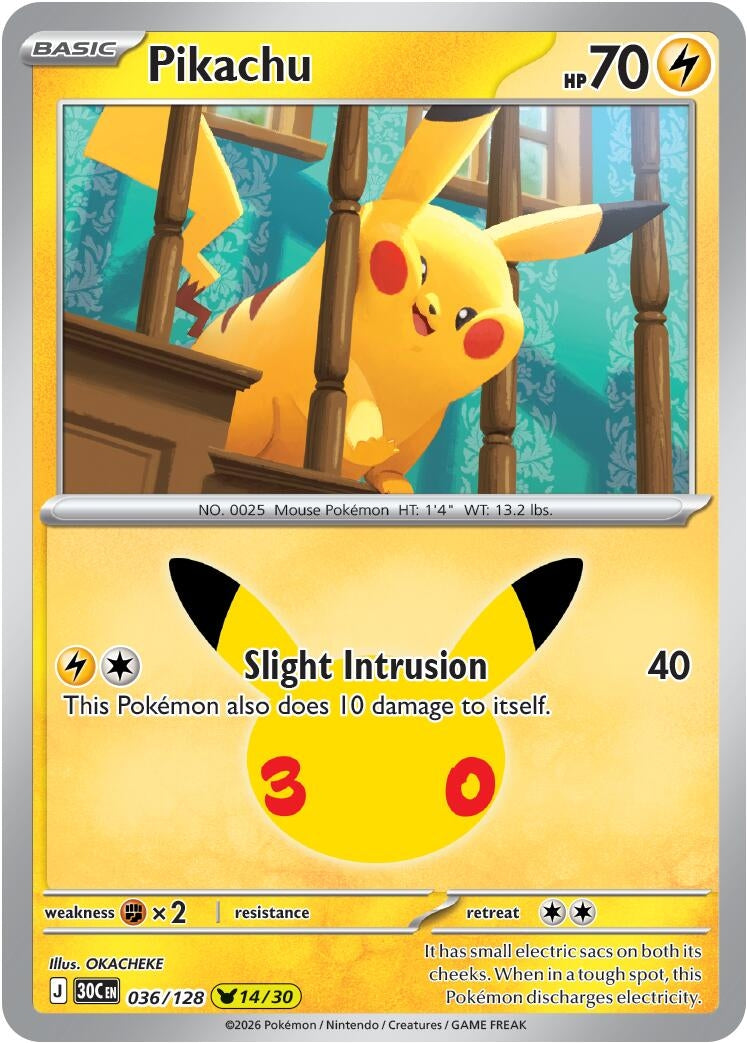 Image for Pikachu (036/128) [ME: 30th Celebration] - Pokemon