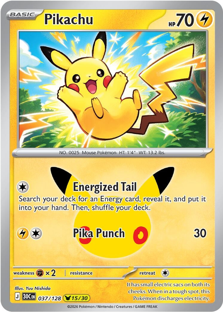 Image for Pikachu (037/128) [ME: 30th Celebration] - Pokemon