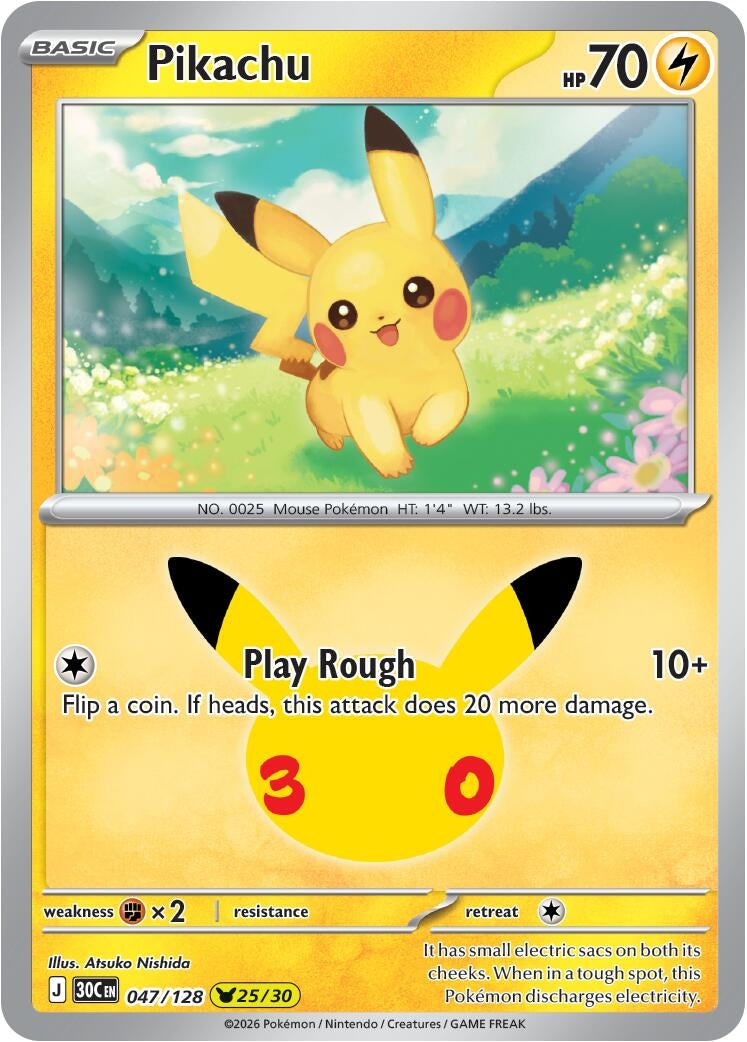 Image for Pikachu (047/128) [ME: 30th Celebration] - Pokemon