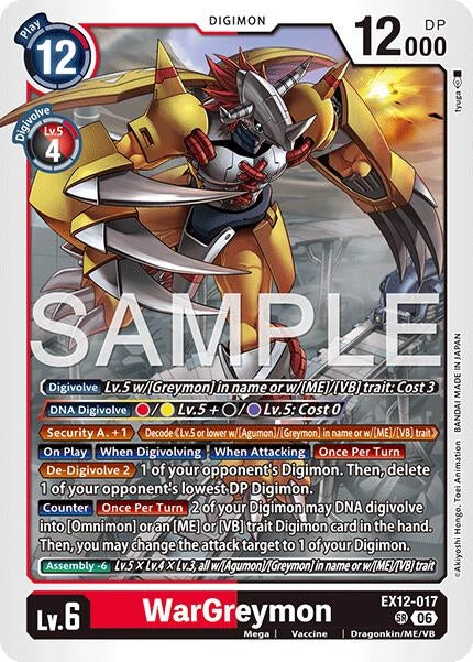 Image for WarGreymon (EX12-017 SR) [Digital World Shambala] {EX-12} - Digimon Card Game
