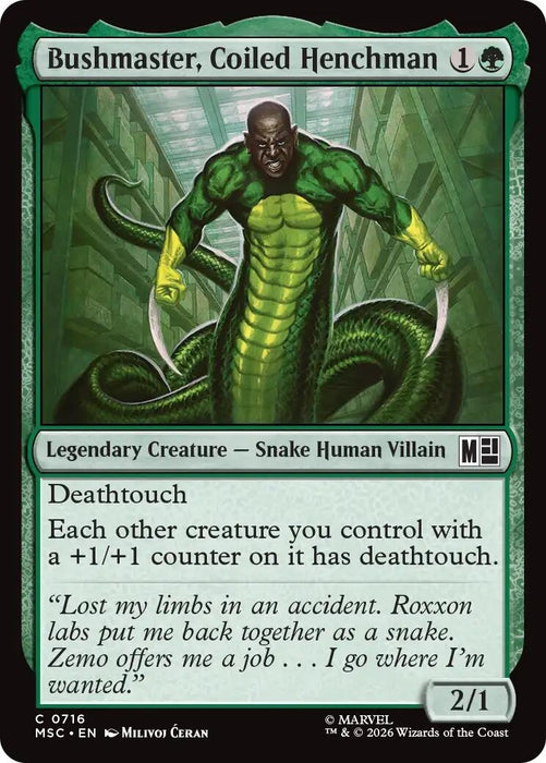 Image for Bushmaster, Coiled Henchman (716) [Commander: Marvel Super Heroes] - Magic: The Gathering