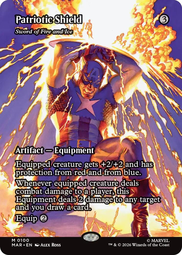 Image for Patriotic Shield - Sword of Fire and Ice (Borderless) (100) [Marvel Universe Eternal-Legal] {MAR} - Magic: The Gathering