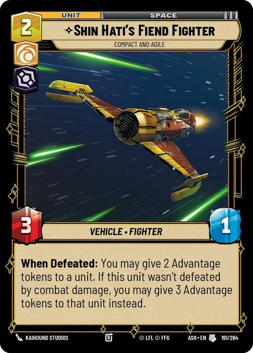 Image for Shin Hati's Fiend Fighter - Compact and Agile (191/264) [Ashes of the Empire] {ASH} - Star Wars: Unlimited