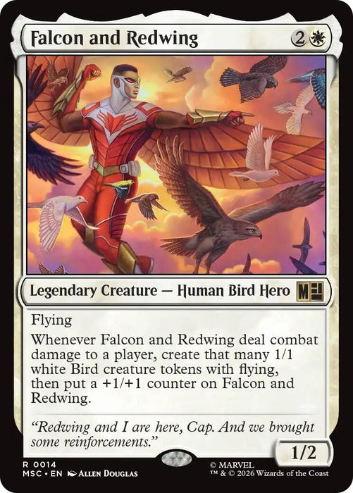 Image for Falcon and Redwing (Surge Foil) (14) [Commander: Marvel Super Heroes] - Magic: The Gathering