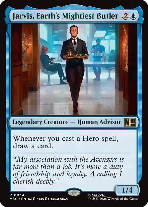 Image for Jarvis, Earth's Mightiest Butler (Surge Foil) (34) [Commander: Marvel Super Heroes] - Magic: The Gathering