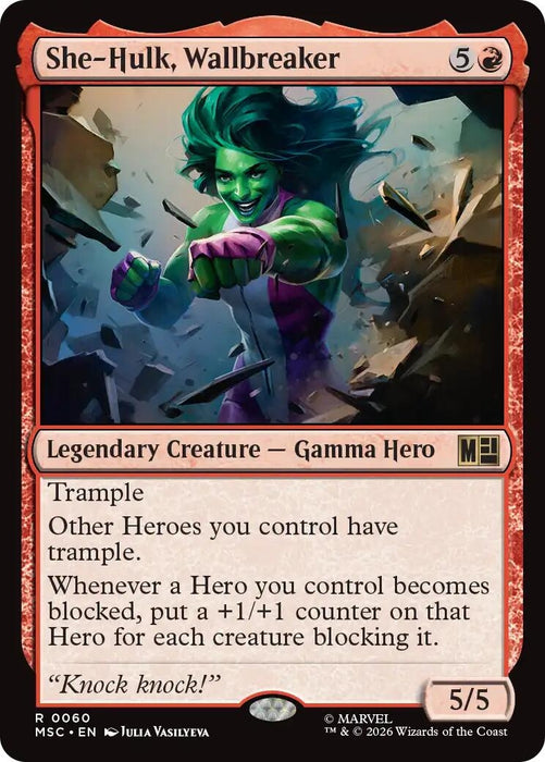 Image for She-Hulk, Wallbreaker (Surge Foil) (60) [Commander: Marvel Super Heroes] - Magic: The Gathering