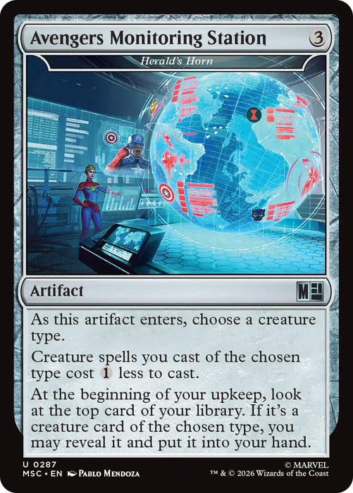 Image for Avengers Monitoring Station - Herald's Horn (Surge Foil) (287) [Commander: Marvel Super Heroes] - Magic: The Gathering