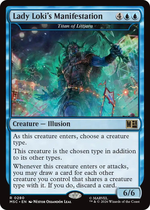 Image for Lady Loki's Manifestation - Titan of Littjara (Surge Foil) (280) [Commander: Marvel Super Heroes] - Magic: The Gathering