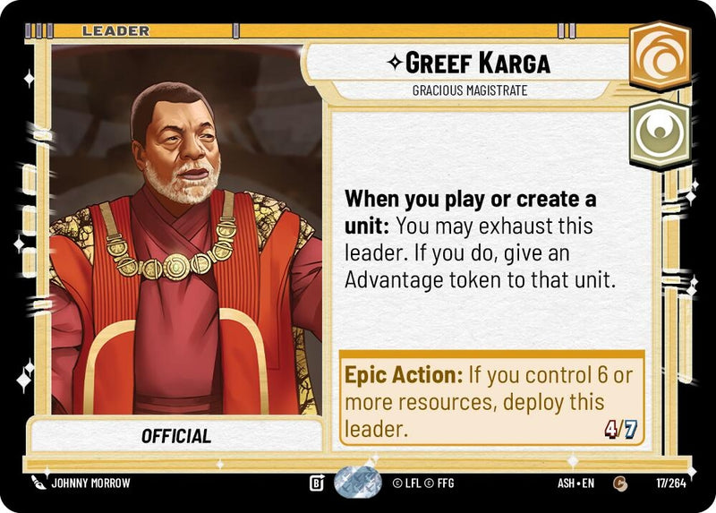 Image for Greef Karga - Gracious Magistrate (17/264) [Ashes of the Empire] {ASH} - Star Wars: Unlimited