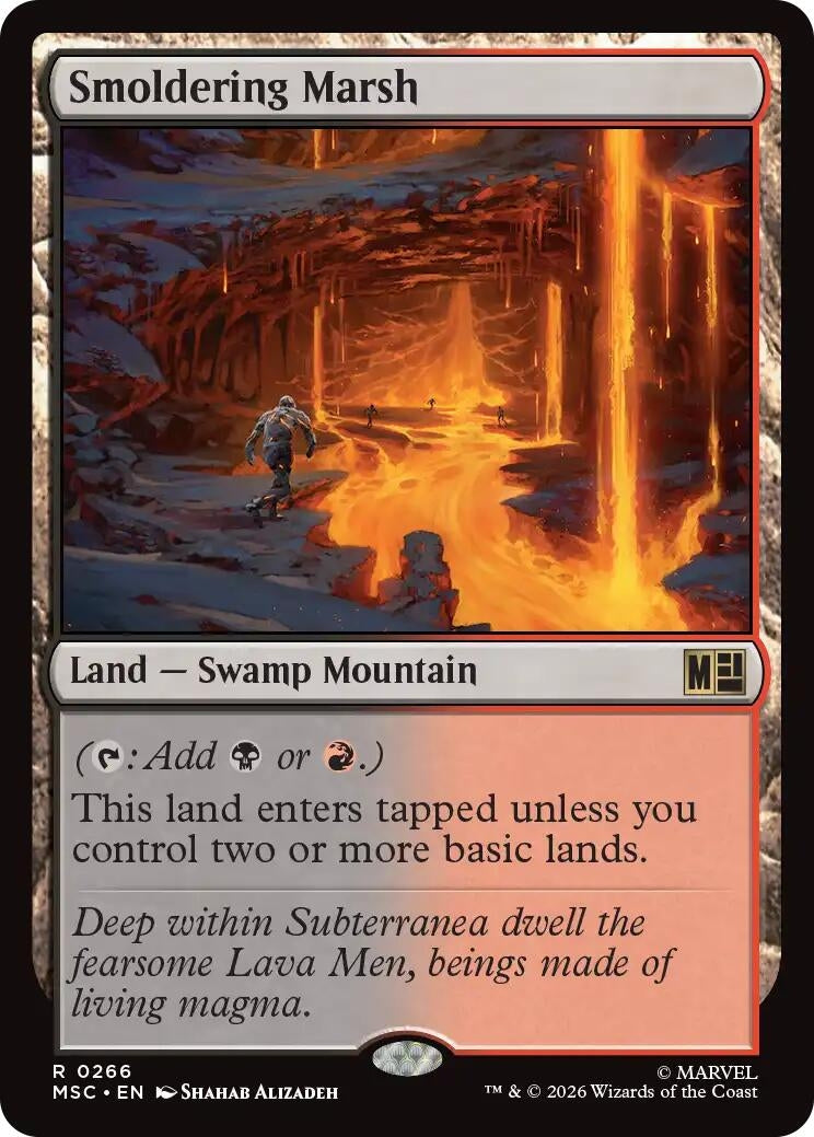 Image for Smoldering Marsh (266) [Commander: Marvel Super Heroes] - Magic: The Gathering