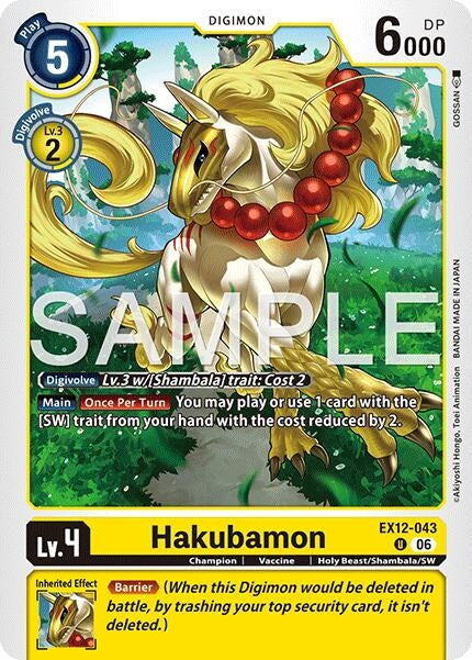 Image for Hakubamon (EX12-043 U) [Digital World Shambala] {EX-12} - Digimon Card Game