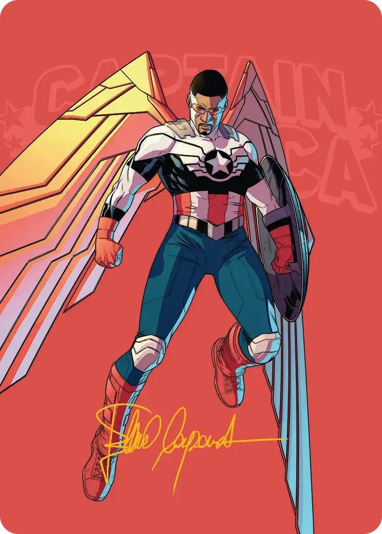 Image for Captain America, Wings of Freedom Art Card (22/45) (Gold-Stamped Signature) (22) [Art Series: Marvel Super Heroes] {AAMSH} - Magic: The Gathering