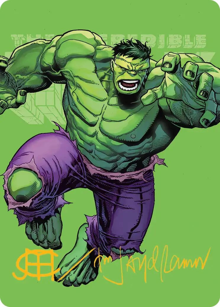 Image for The Incredible Hulk Art Card (Gold-Stamped Signature) (28) [Art Series: Marvel Super Heroes] {AAMSH} - Magic: The Gathering