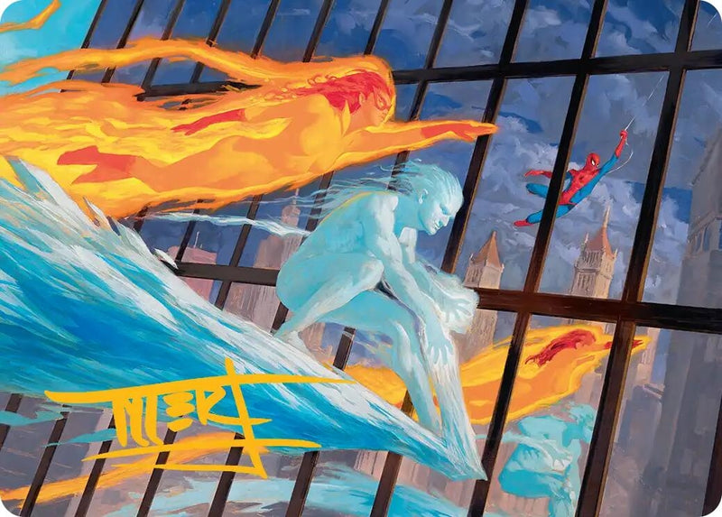 Image for Iceman and Firestar Art Card (Gold-Stamped Signature) (45) [Art Series: Marvel Super Heroes] {AAMSH} - Magic: The Gathering