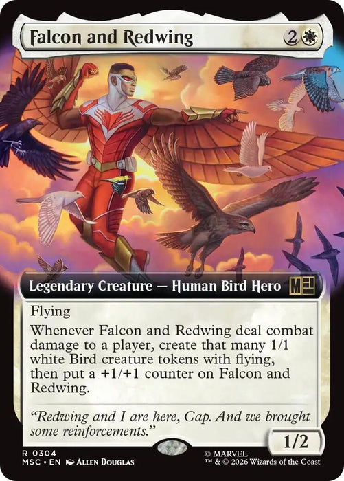 Image for Falcon and Redwing (Extended Art) (304) [Commander: Marvel Super Heroes] - Magic: The Gathering