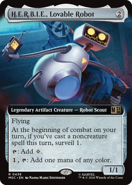 Image for H.E.R.B.I.E., Lovable Robot (Extended Art) (436) [Commander: Marvel Super Heroes] - Magic: The Gathering