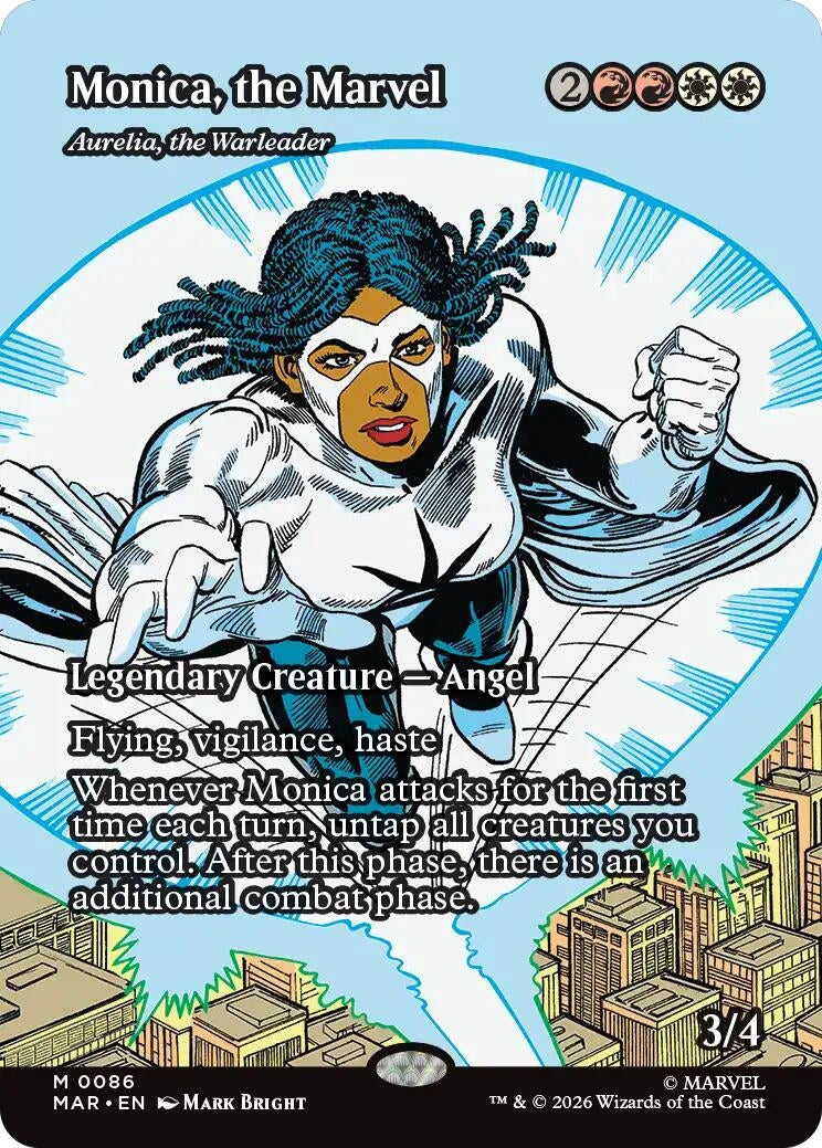 Image for Monica, the Marvel - Aurelia, the Warleader (Borderless) (86) [Marvel Universe Eternal-Legal] {MAR} - Magic: The Gathering