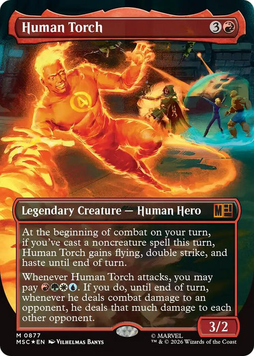 Image for Human Torch (Borderless) (Surge Foil) (877) [Commander: Marvel Super Heroes] - Magic: The Gathering