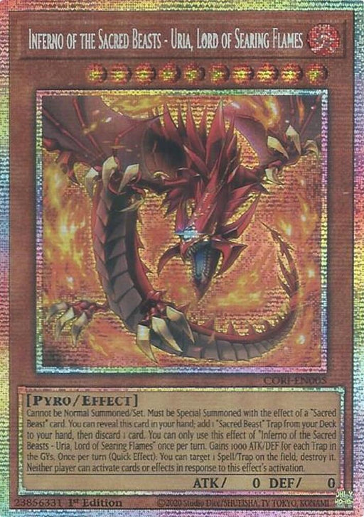 Image for Inferno of the Sacred Beasts - Uria, Lord of Searing Flames (Starlight Rare) (CORI-EN005) [Chaos Origins] {CORI} - YuGiOh