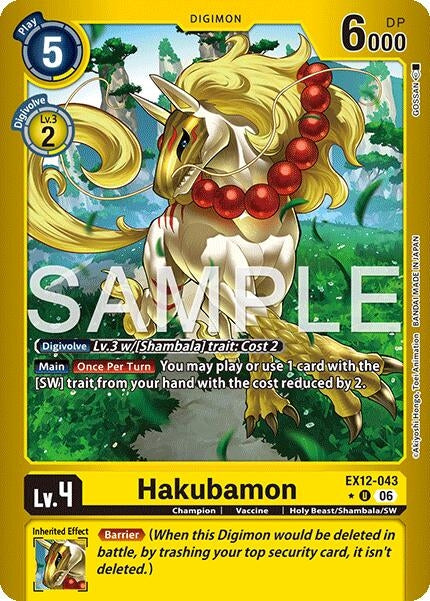 Image for Hakubamon (Limited Foil) (EX12-043 U) [Digital World Shambala] {EX-12} - Digimon Card Game