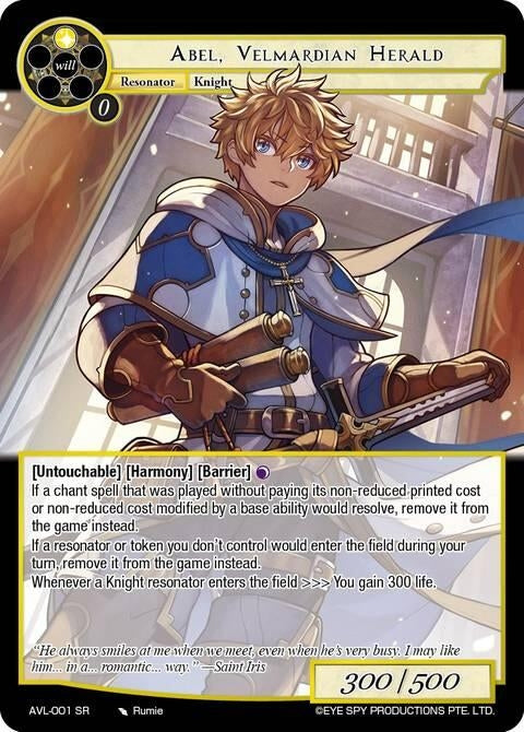 Image for Abel, Velmardian Herald (AVL-001 SR) [Attack on Velmardia] - Force of Will