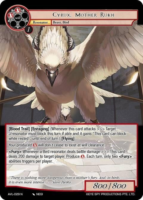 Image for Cyrux, Mother Rukh (AVL-029 N) [Attack on Velmardia] - Force of Will