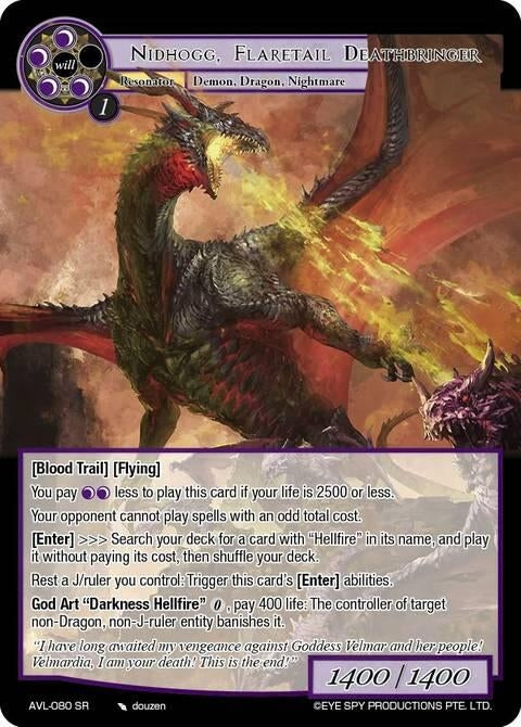 Image for Nidhogg, Flaretail Deathbringer (AVL-080 SR) [Attack on Velmardia] - Force of Will