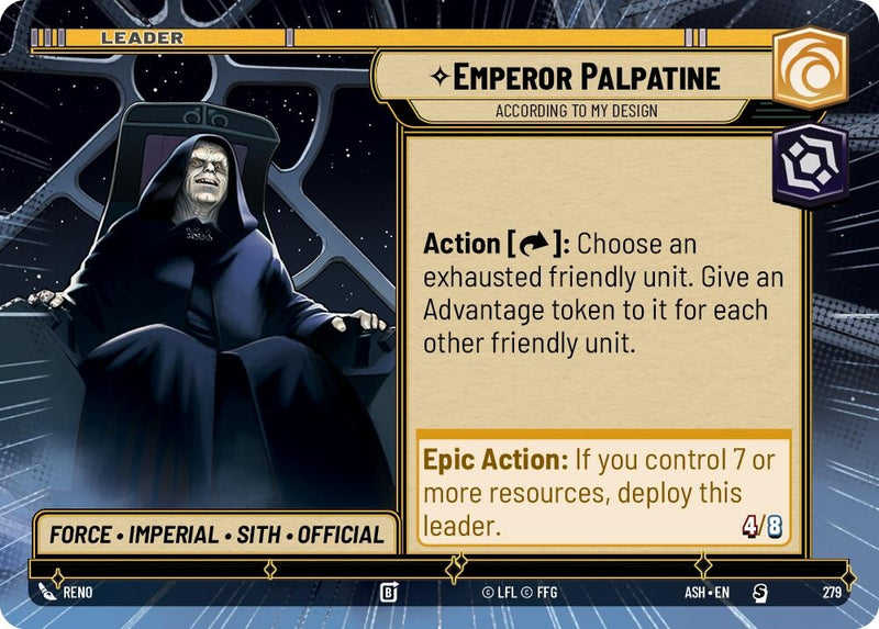 Image for Emperor Palpatine - According to My Design (Hyperspace) (279) [Ashes of the Empire] {ASH} - Star Wars: Unlimited