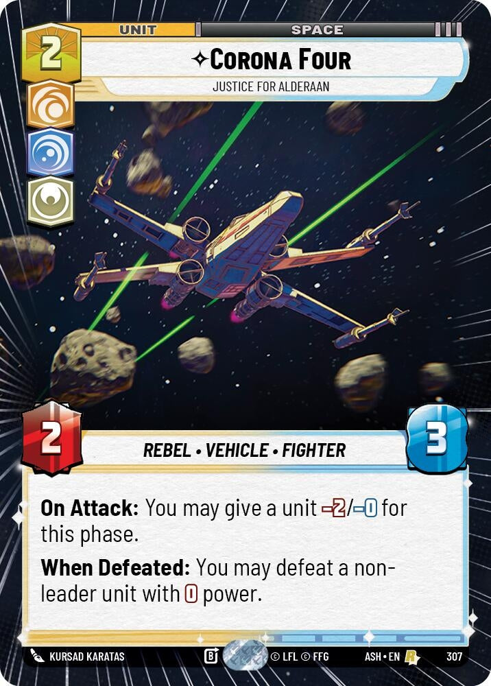 Image for Corona Four - Justice for Alderaan (Hyperspace) (307) [Ashes of the Empire] {ASH} - Star Wars: Unlimited