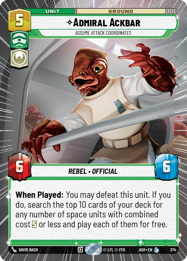 Image for Admiral Ackbar - Assume Attack Coordinates (Hyperspace) (374) [Ashes of the Empire] {ASH} - Star Wars: Unlimited