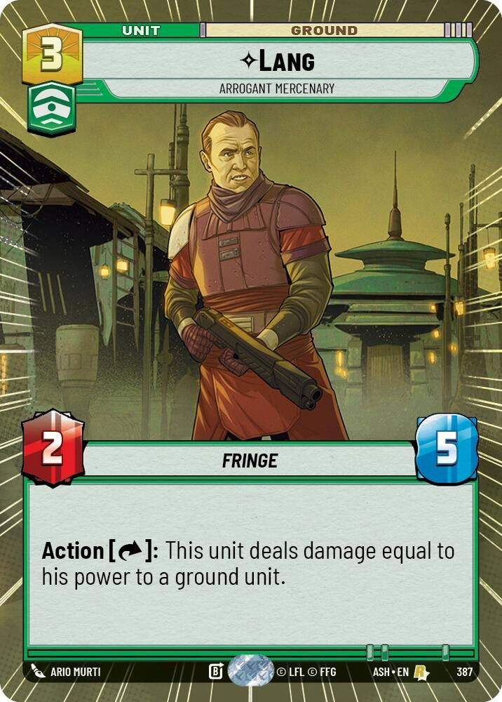 Image for Lang - Arrogant Mercenary (Hyperspace) (387) [Ashes of the Empire] {ASH} - Star Wars: Unlimited