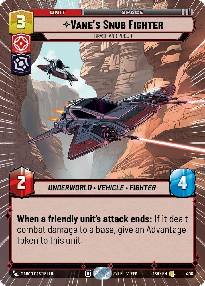 Image for Vane's Snub Fighter - Brash and Proud (Hyperspace) (408) [Ashes of the Empire] {ASH} - Star Wars: Unlimited
